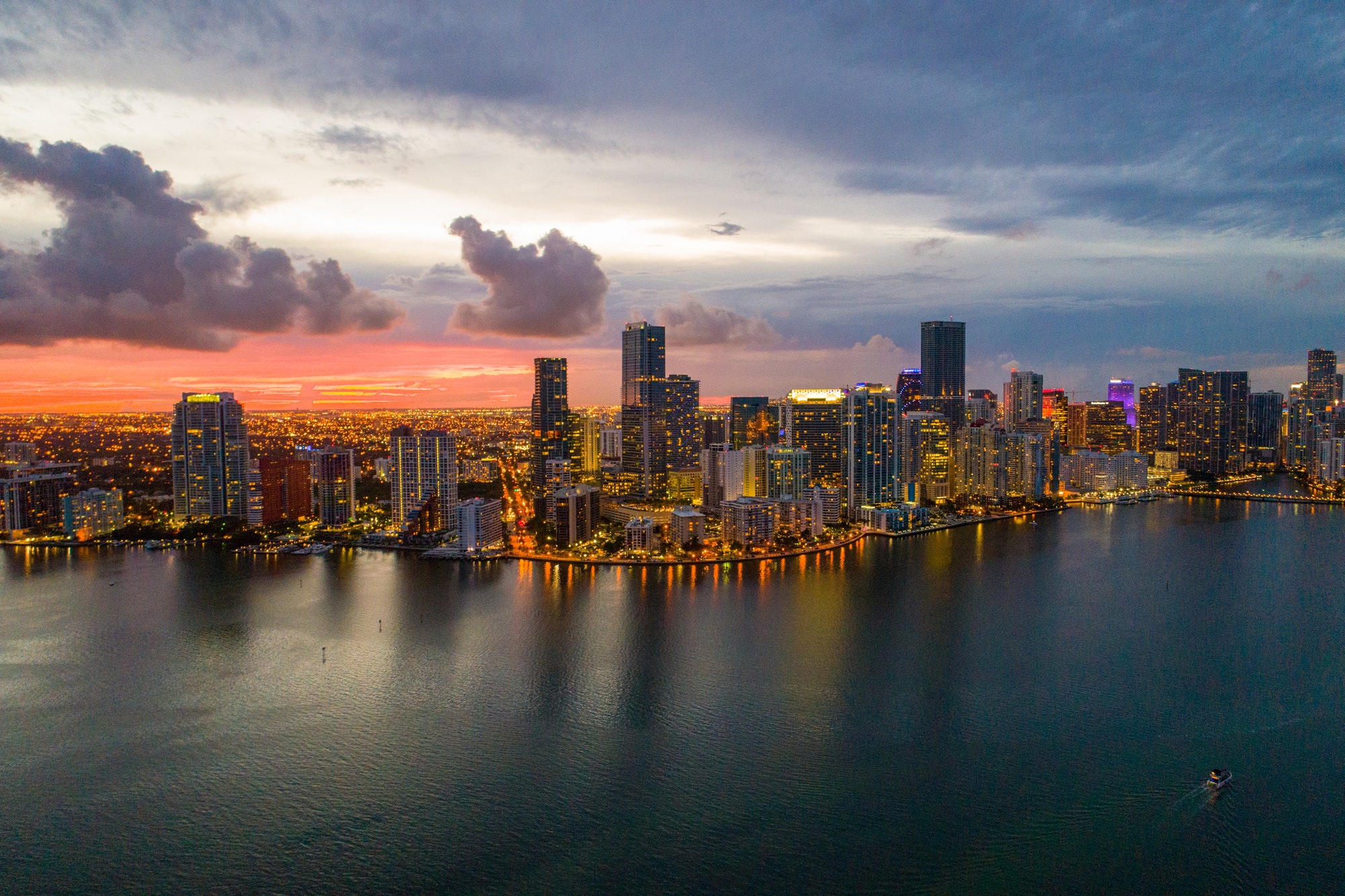 Aerial Miami at night Brickell